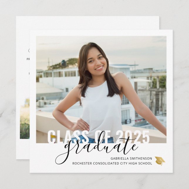 Graduation Open House Square Invitation Card (Front/Back)