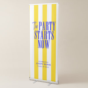 Graduation Open House Welcome Sign, Blue and Gold Retractable Banner