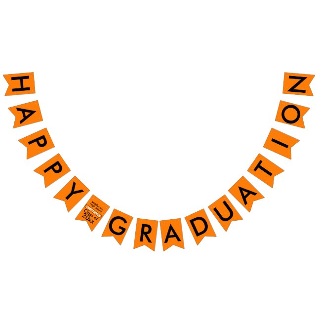 Graduation Orange Black School Name Bunting (All)