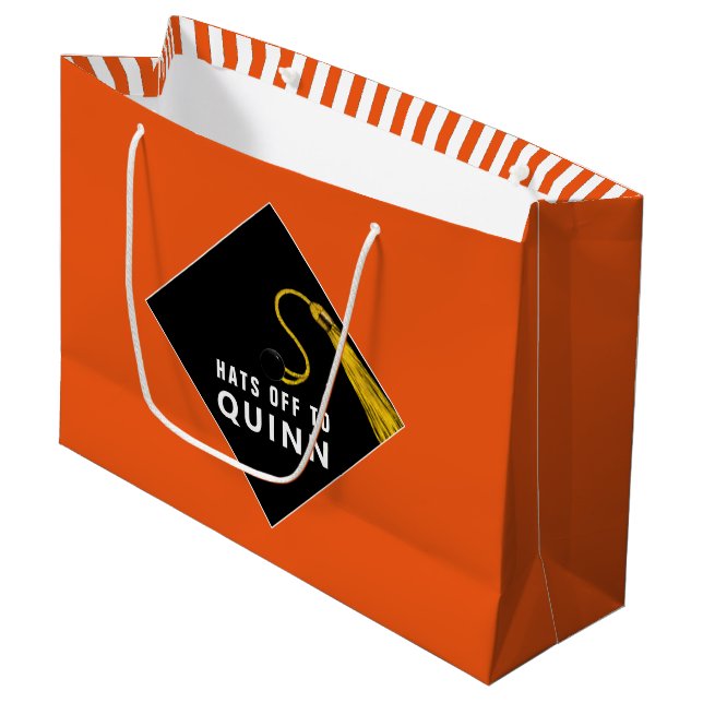 Graduation Orange Large Gift Bag (Front Angled)