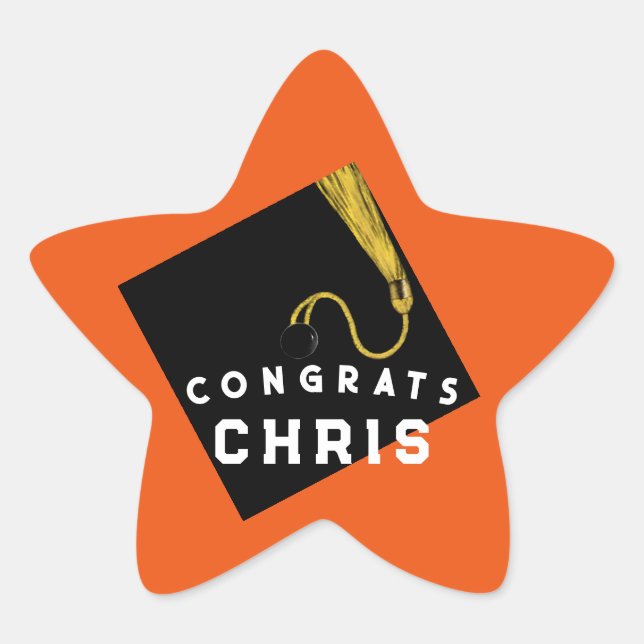 Graduation Orange Star Sticker (Front)