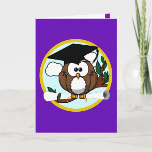 Graduation Owl on Purple Card