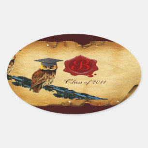 GRADUATION OWL PARCHMENT AND RED WAX SEAL MONOGRAM