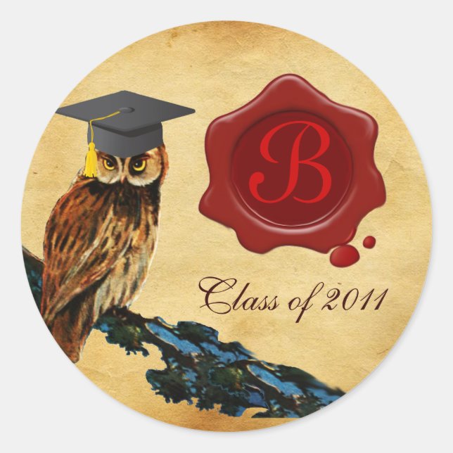 GRADUATION OWL PARCHMENT AND RED WAX SEAL MONOGRAM (Front)