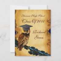 GRADUATION OWL PARCHMENT BROWN WAX SEAL MONOGRAM