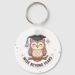 Graduation Owl - "Wise Beyond Years" Illustration Key Ring