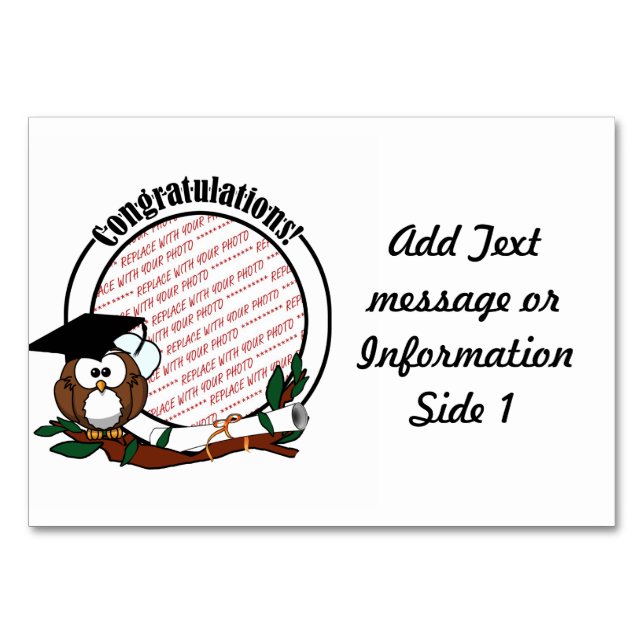 Graduation Owl With Cap & Diploma Table Number (Front)