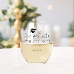 Graduation pairs well Bachelor's Stemless Wine Glass