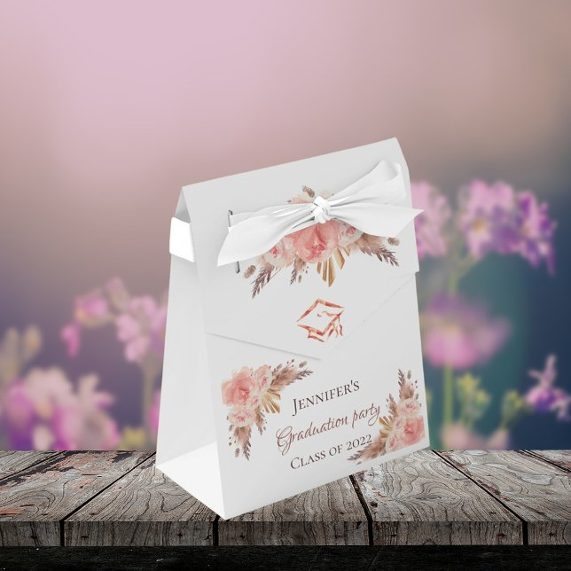 Graduation pampas grass blush pink floral rose favour box (Creator Uploaded)