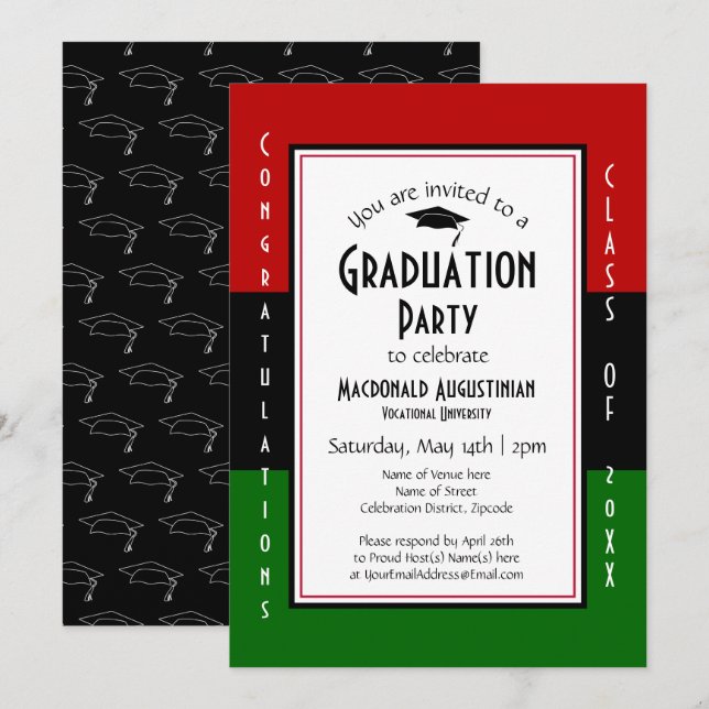 GRADUATION Pan African Graduate Party Invitation (Front/Back)
