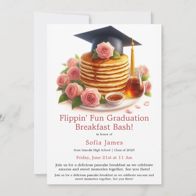 Graduation Pancake Breakfast Celebration  Invitation (Front)