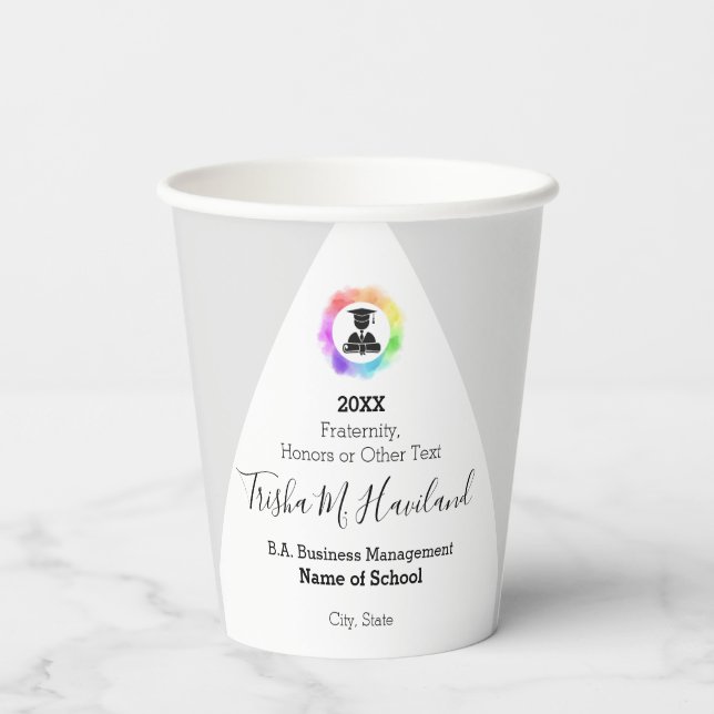 Graduation Paper Cups Light Grey and White HAMbyWG (Back)