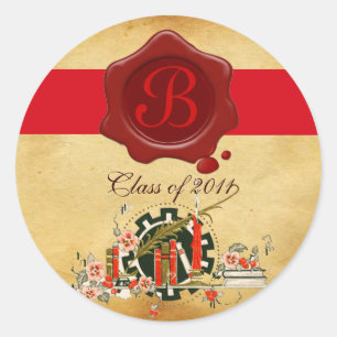 GRADUATION PARCHMENT AND RED WAX SEAL MONOGRAM