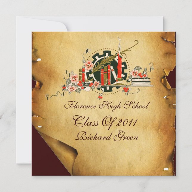 GRADUATION PARCHMENT RED WAX SEAL MONOGRAM Invites (Front)