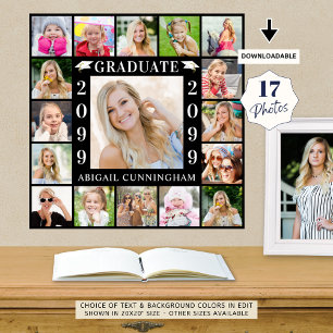 Graduation Party 17 Photo Collage Personalised Poster