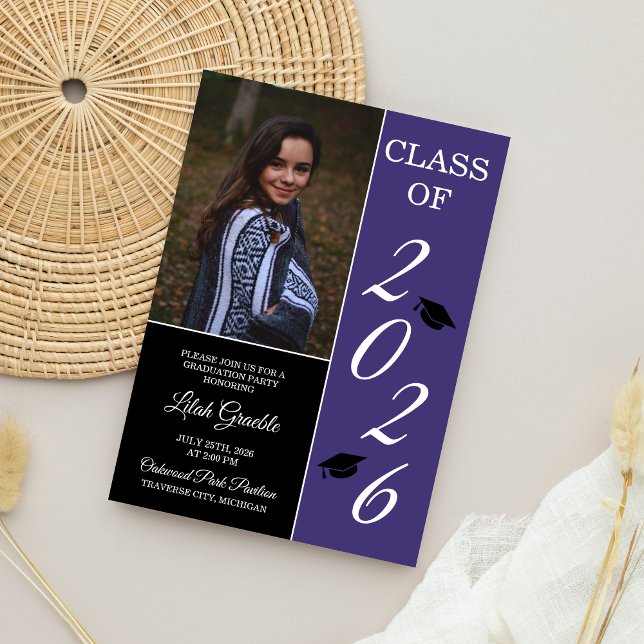 Graduation Party 2020 Grad Hat Purple Invitation (Creator Uploaded)