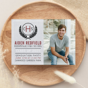 Graduation Party 2020 Monogram Maroon Invitation