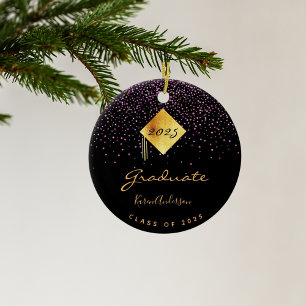 Graduation party 2022 graduate black purple gold ceramic tree decoration