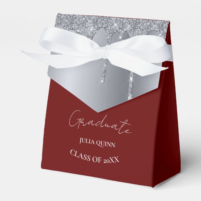 Graduation party 2024 graduate black Silver Favour Box (Front Side)