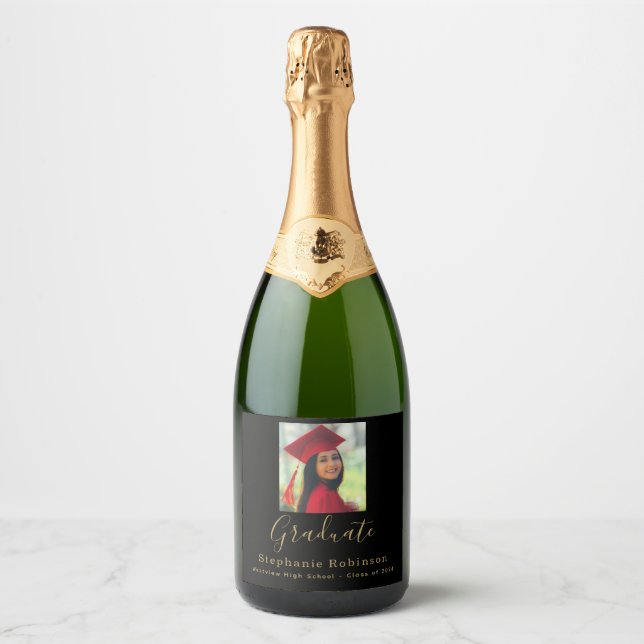 Graduation Party 2024 Photo Gold  Sparkling Wine Label (Front)