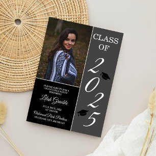 Graduation Party 2025 Grad Hat Grey Invitation