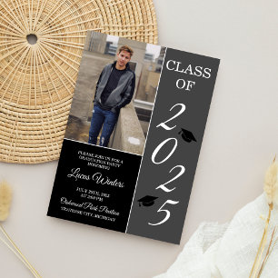 Graduation Party 2025 Grad Hat Grey Invitation