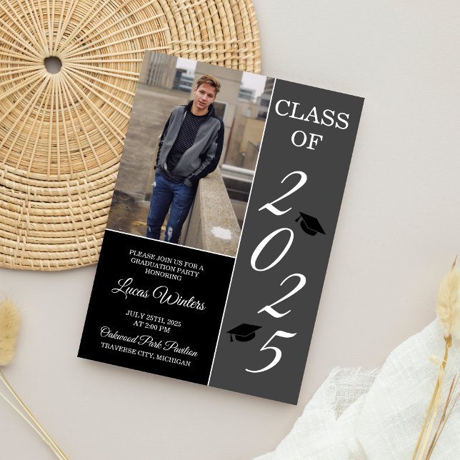 Graduation Party 2025 Grad Hat Grey Invitation (Creator Uploaded)