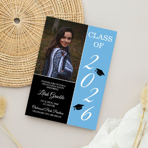 Graduation Party 2025 Grad Hat Light Blue Invitation