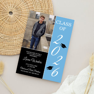 Graduation Party 2025 Grad Hat Light Blue Invitation