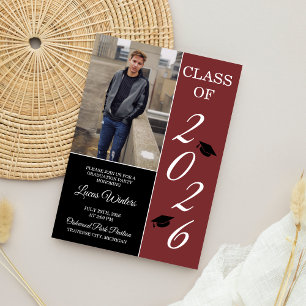 Graduation Party 2025 Grad Hat Maroon Invitation