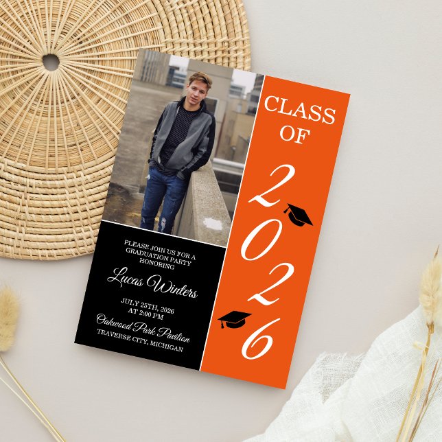 Graduation Party 2025 Grad Hat Orange Invitation (Creator Uploaded)