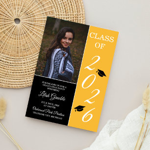 Graduation Party 2025 Grad Hat Yellow Invitation