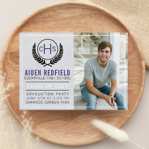 Graduation Party 2025 Monogram Purple Invitation