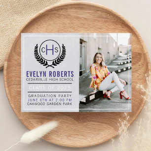 Graduation Party 2025 Monogram Purple Invitation