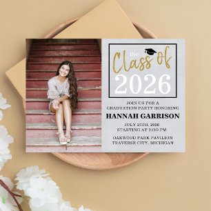 Graduation Party 2025 Open House Photo Gold Invitation