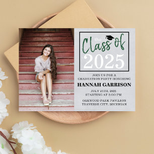 Graduation Party 2025 Open House Photo Green Invitation