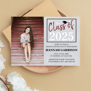 Graduation Party 2025 Open House Photo Maroon Invitation