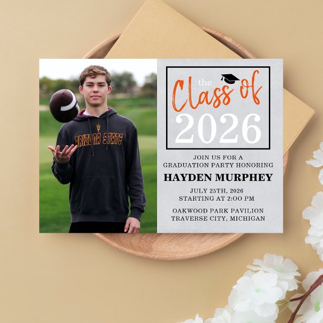 Graduation Party 2025 Open House Photo Orange Invitation (Creator Uploaded)