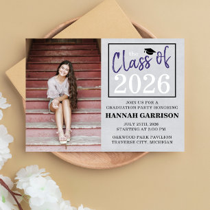 Graduation Party 2025 Open House Photo Purple Invitation