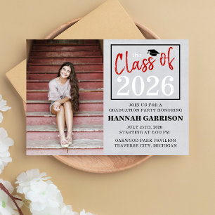 Graduation Party 2025 Open House Photo Red Invitation