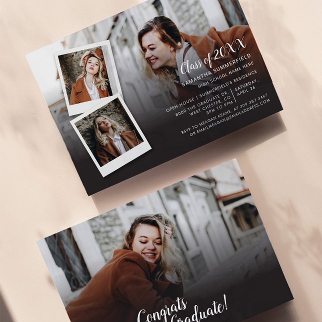 Graduation Party 2025 Photo Collage Elegant Invitation (Creator Uploaded)