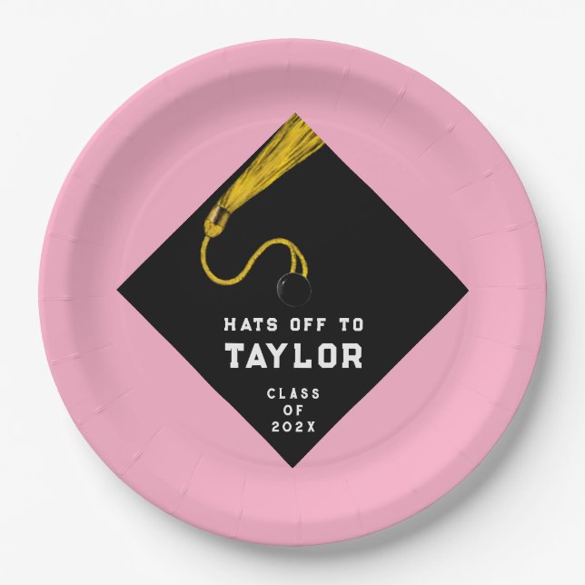 Graduation Party 2025 Pink Paper Plate (Front)