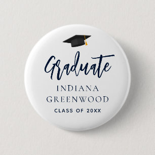 Graduation Party 2025 Script Navy Blue School 6 Cm Round Badge