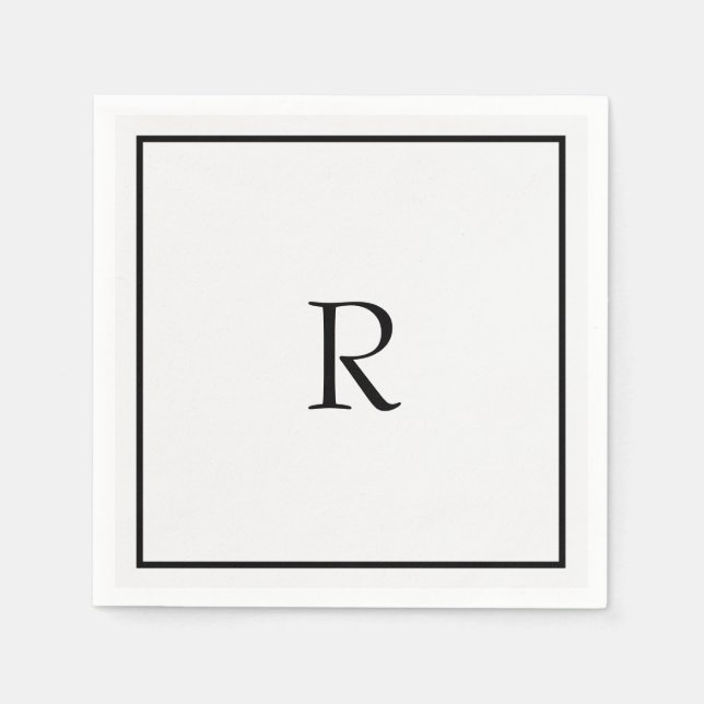 Graduation Party 2026 Black White Monogram Initial Napkin (Front)
