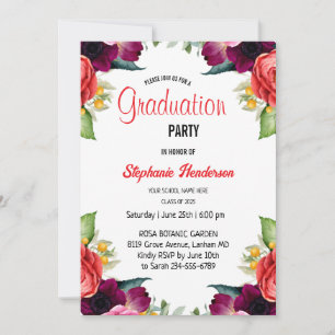 Graduation Party 2026 Girly Blush Pink Floral Invitation