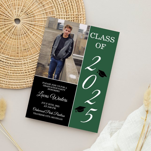 Graduation Party 2026 Grad Hat Green Invitation (Creator Uploaded)