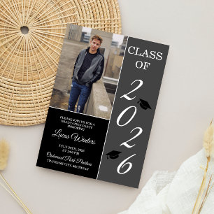 Graduation Party 2026 Grad Hat Grey Invitation