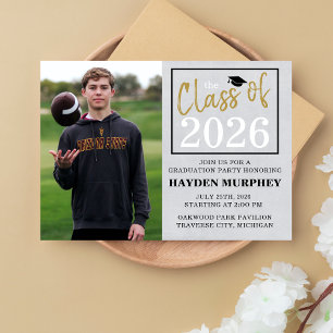 Graduation Party 2026 Open House Photo Gold Invitation