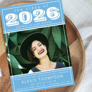 Graduation Party 2026 Open House Photo Light Blue Invitation