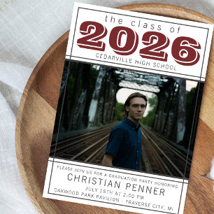 Graduation Party 2026 Open House Photo Maroon Invitation